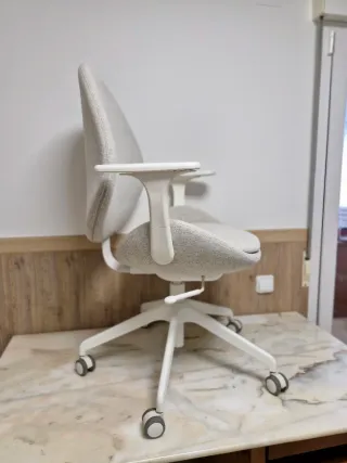 Silla de oficina ergonómica gris y blanca