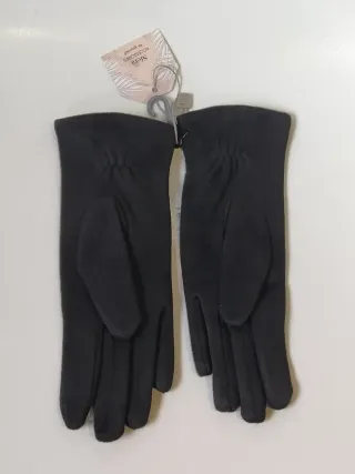 Guantes Sfera negros con pompones de pelo