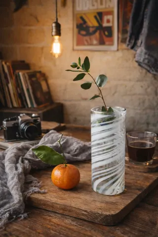 Jarrón de cristal blanco y transparente