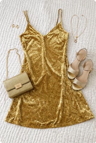 Vestido Terciopelo Dorado Talla S
