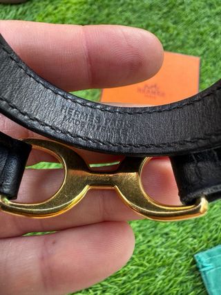 Pulsera Hermes Negra y Dorada