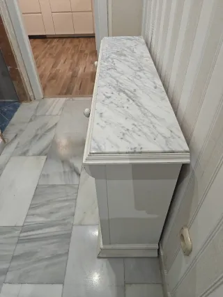 Mueble recibidor antiguo mármol y madera