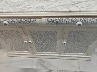 Mueble recibidor antiguo mármol y madera