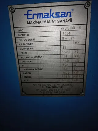 Cizalla 3m 90tn Ermaksan