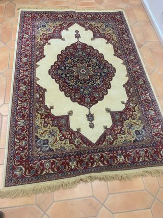 Alfombra Lana Turca Beige y Roja