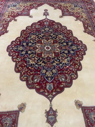 Alfombra Lana Turca Beige y Roja