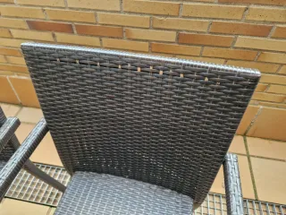 Mesa y 6 sillas ratán marrón jardín