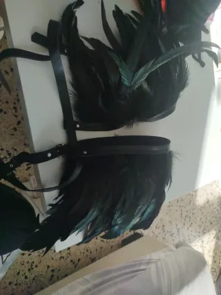 Alas de disfraz negras con plumas