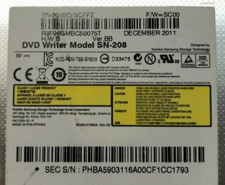 Masterizzatore SATA DVD Samsung  SN-208BB/SCFFZ