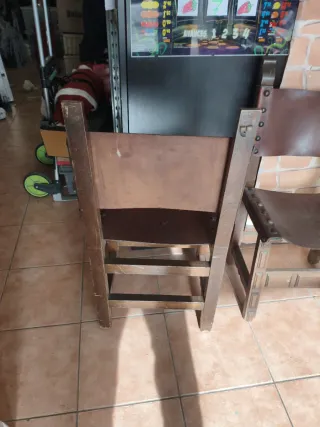 Sillas vintage madera y piel (3 unidades)