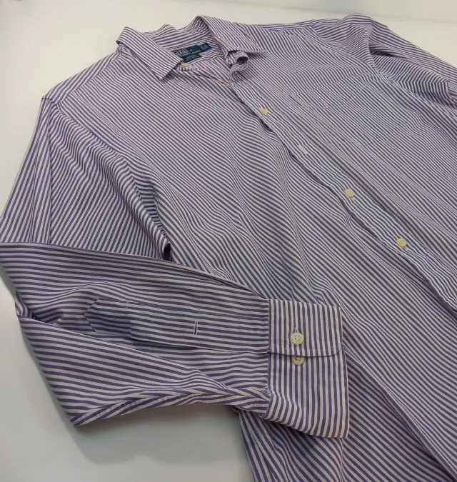Camisa Polo Ralph Lauren Rayas Morado Blanco