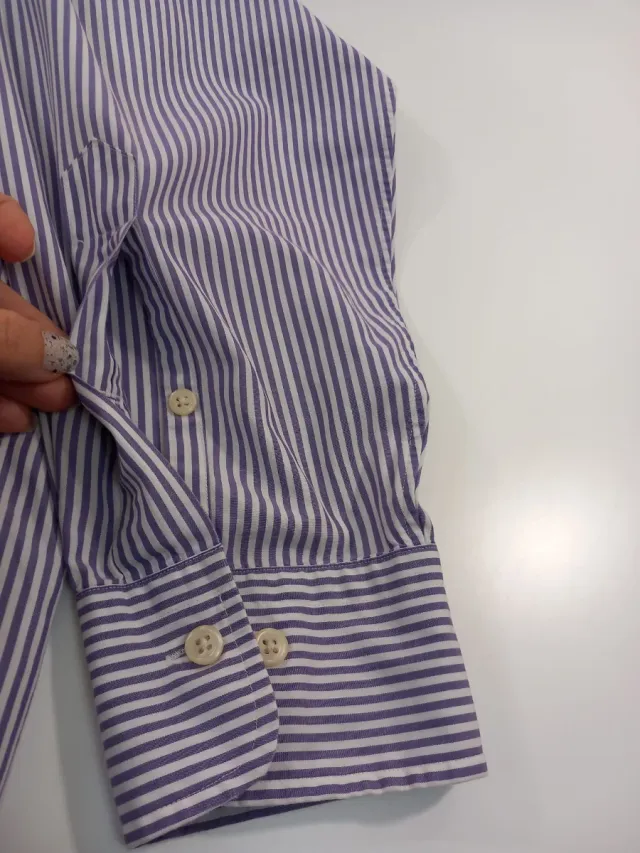 Camisa Polo Ralph Lauren Rayas Morado Blanco