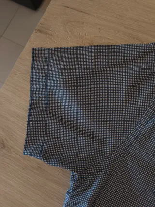 Camicia COTTON & SILK celeste pois bianchi L