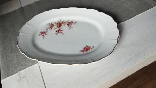Vajilla de porcelana 18 piezas flores rosas
