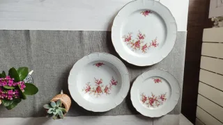 Vajilla de porcelana 18 piezas flores rosas