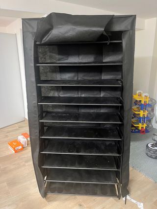 Zapatero 10 baldas tela negro