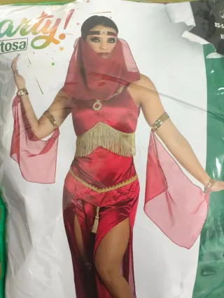 Disfraz Mujer Árabe Atosa Rojo/Dorado Talla Xl
