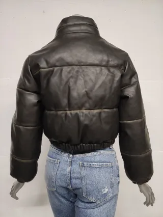 Bomber nero donna effetto pelle