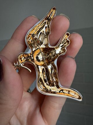 Spilla colomba pace oro e smalto bianco