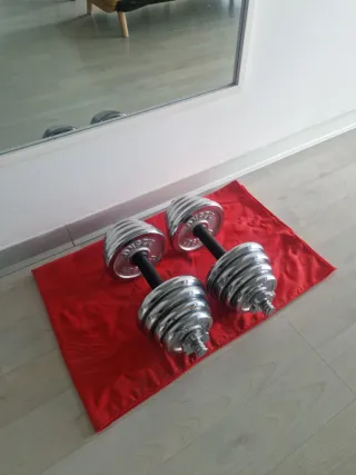 Pesas cromadas para ejercicios