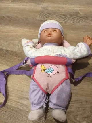 Mochila portamuñecos rosa con pájaro