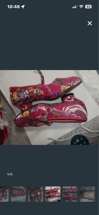 Zapatos Fallera Rosas y Dorados talla 31