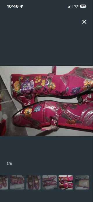 Zapatos Fallera Rosas y Dorados talla 31