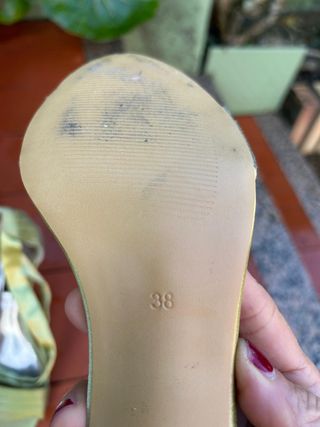 Sandalias Tintoretto Seda Tacon Dorado Verde