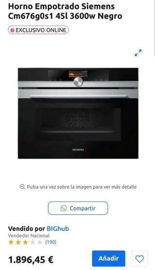 Horno de vapor Siemens