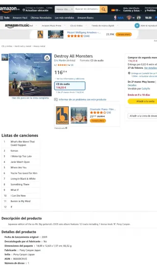 Eric Martin (Mr. Big) Destroy All Monsters CD.