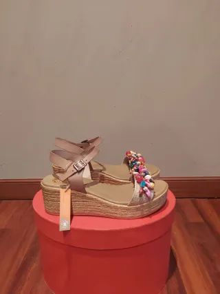 Sandalias Porronet Talla 41 Beige Multicolor