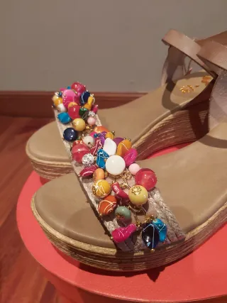 Sandalias Porronet Talla 41 Beige Multicolor