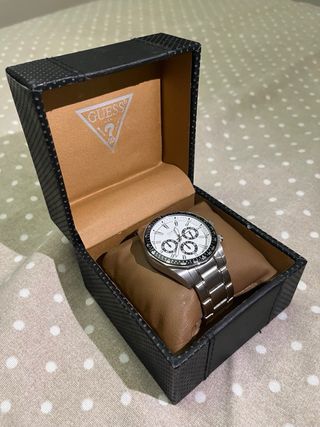 Reloj Guess Hombre Cronógrafo Plata/Blanco