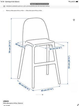 2 Sillas Altas Niños Urban Ikea, 20 euros cada una
