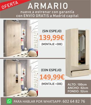 Armario ropero nuevo con envío gratis