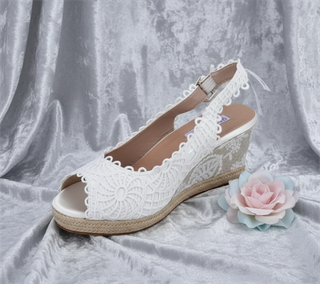 Sandalias Mandarina Julia Talla 38 Cuñas Encaje