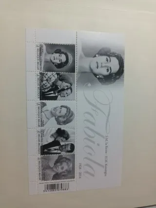 Hoja filatelia Reina Fabiola de Bélgica