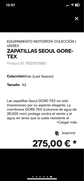 Zapatillas BMW Seoul GORE TEX Talla 44