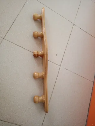 Perchero madera 5 ganchos percha ropa 54.5cm