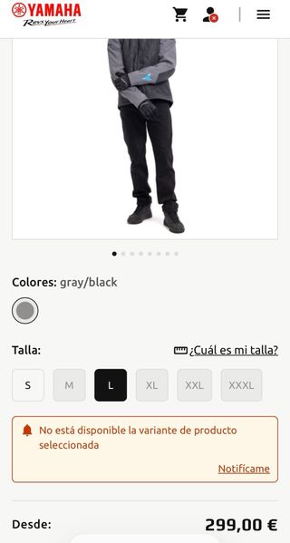 Chaqueta Moto Yamaha Negra y Gris Talla L