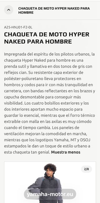 Chaqueta Moto Yamaha Negra y Gris Talla L