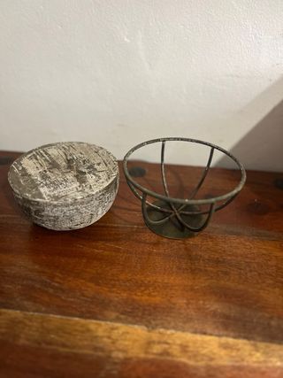 Candelotto con supporto in ferro con 3 stoppini