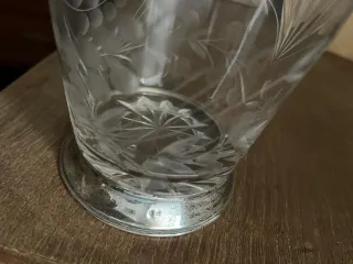 Jarra y vaso cristal tallado y plata