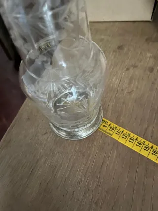 Jarra y vaso cristal tallado y plata