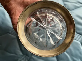 Jarra y vaso cristal tallado y plata