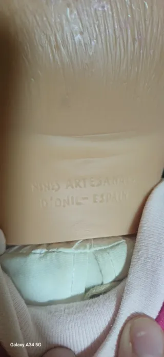 Muñeco bebé vintage rosa lunares