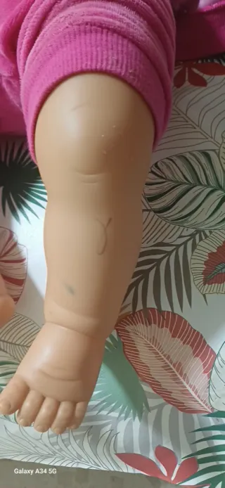 Muñeco bebé vintage rosa lunares