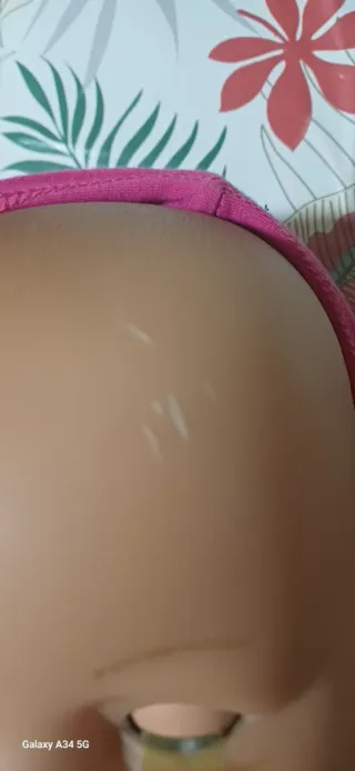 Muñeco bebé vintage rosa lunares