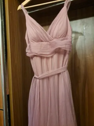 Vestido gasa rosa fiesta