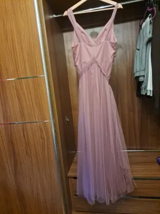 Vestido gasa rosa fiesta
